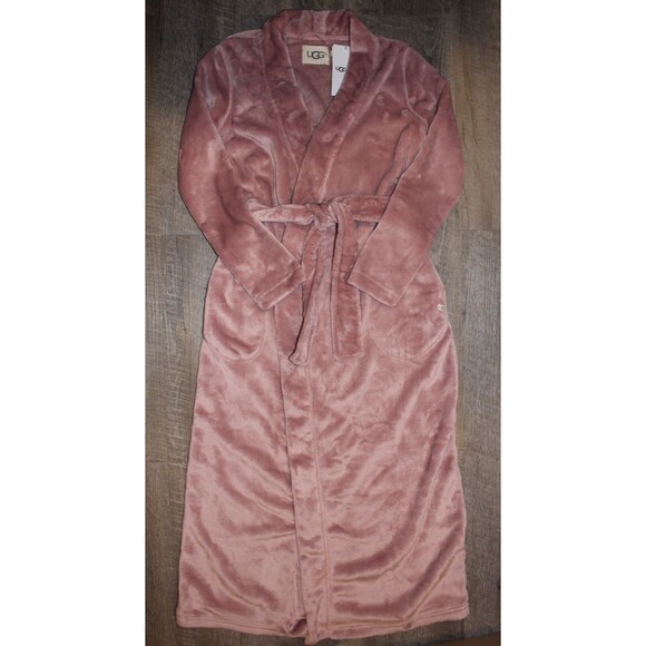 UGG WOMEN'S MARLOW PLUSH COZY‎ LONG BATH ROBE DUSK PINK NWT - Picture 1 of 5
